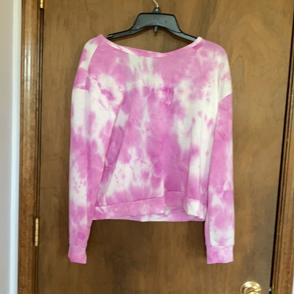 Top with cut out in back & jogger pant tie dye set pink M Juniors - Picture 11 of 17
